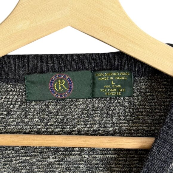 Vintage Club Room Mens Wool Geometric Print Vneck Sweater Gray L Retro Grandpa - Picture 3 of 6